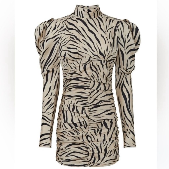 Bardot Women Black & Beige Zebra Print Long Sleeve
Mock Neck Mini Dress NWT - Picture 4 of 4